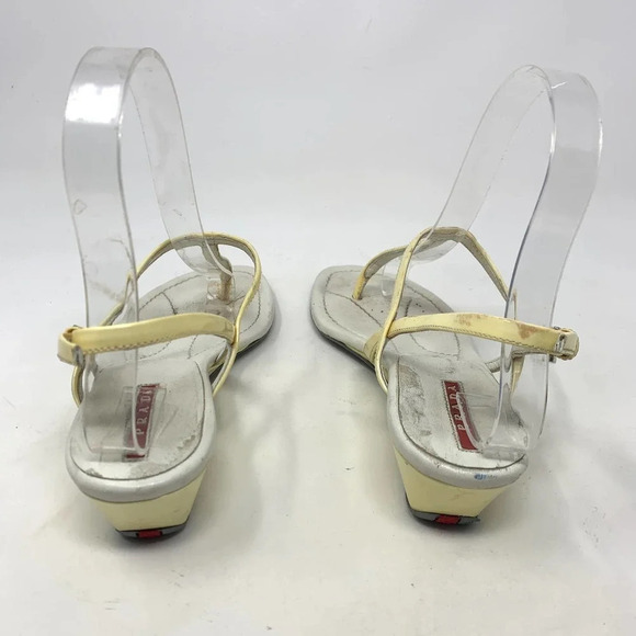 Prada Sport Thong Wedge Sandals in Yellow Leather Size US 6.5 *damaged - Picture 6 of 12